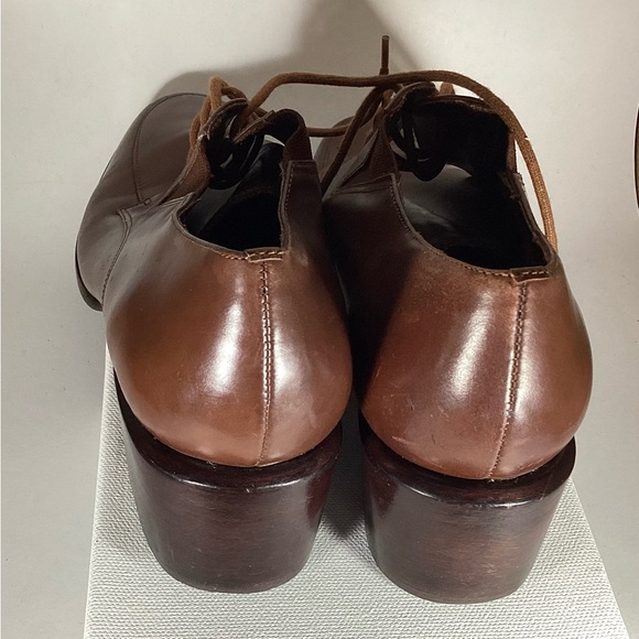 Vintage 80’s/90’s high, chunky heel oxfords Chianti brown. 8 - Picture 3 of 3
